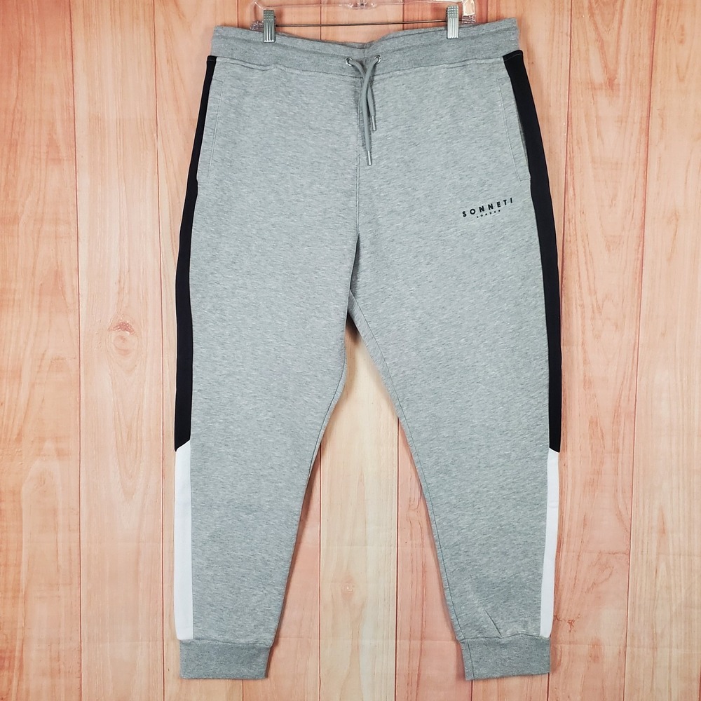 Sonneti London Jogger Pants Mens 3XL Heather Gray Logo Fleece Lined Tapered Leg